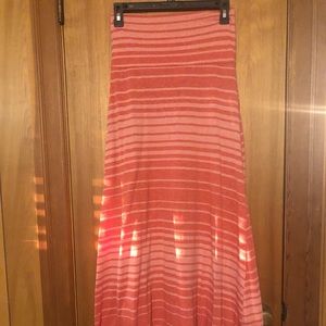 Pink striped maxi skirt